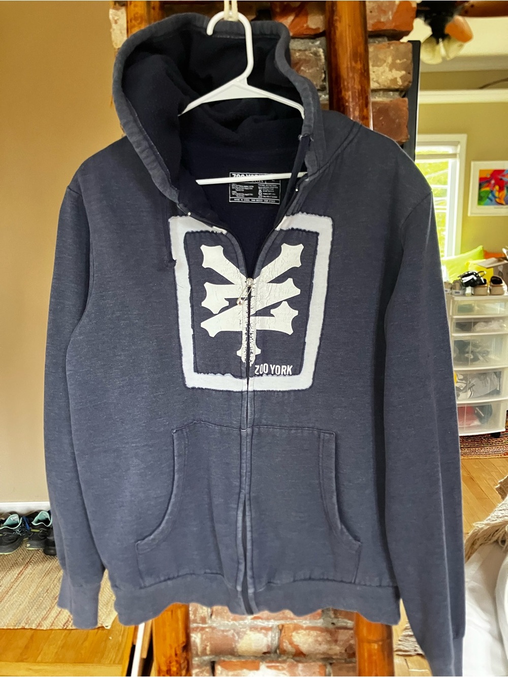 Zoo York Men's Dark Navy Full-Zip Hoodie with White Logo Patch